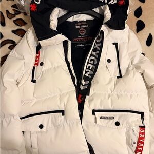 Oxygen White Puffer Jacket with Black Accents